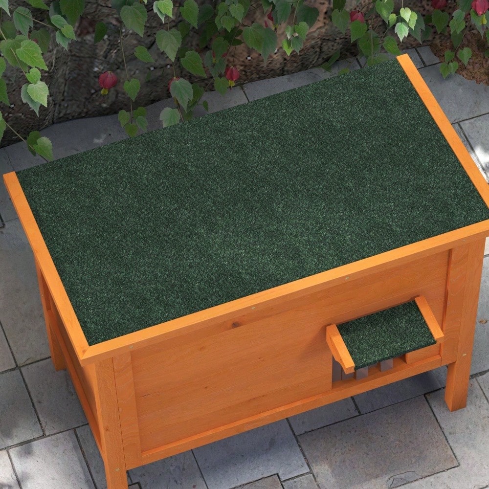 PawHut Outdoor Katzenhaus aus Holz mit Isolierung | Wetterfeste, isolierte Katzenhütte mit Türvorhang & erhöhtem Design | Für Kleintiere, 60x60x81.5 cm, orange