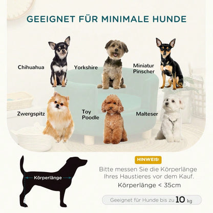 PawHut Hundesofa mit weichem Bezug & Holzbeinen | Elegantes Hundebett mit waschbarer Hülle | 65x64x37 cm (LxBxH), beige