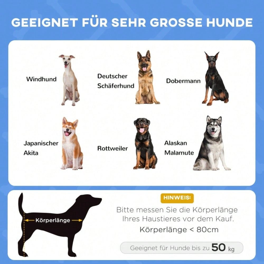 PawHut Outdoor Hundebett mit Baldachin & wasserfester Abdeckung | Klappbares, wetterfestes Hundesofa für den Garten | Tragbarer Hundeschlafplatz für große Hunde, 122x92x108 cm, blau-schwarz