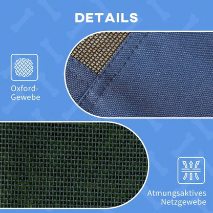 PawHut Outdoor Hundebett mit Baldachin & wasserfester Abdeckung | Klappbares, wetterfestes Hundesofa für den Garten | Tragbarer Hundeschlafplatz für große Hunde, 122x92x108 cm, blau-schwarz