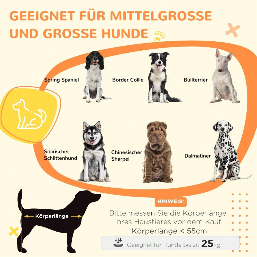 PawHut 2-in-1 Hundehütte mit Tischplatte & Kissen | Doppeltüren Design für innen & außen | Hundehaus & Hundekäfig in Eichenoptik, platzsparendes Hundemöbel