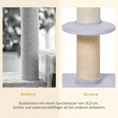 PawHut Kratzbaum mit 30 kg Belastbarkeit | Kratz- und Spielturm mit Sisalstamm & Plattform | Stabiler Kratzbaum für schwere Katzen, 45x45x91 cm, hellblau