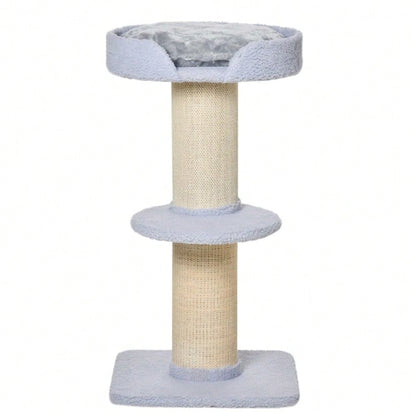 PawHut Kratzbaum mit 30 kg Belastbarkeit | Kratz- und Spielturm mit Sisalstamm & Plattform | Stabiler Kratzbaum für schwere Katzen, 45x45x91 cm, hellblau