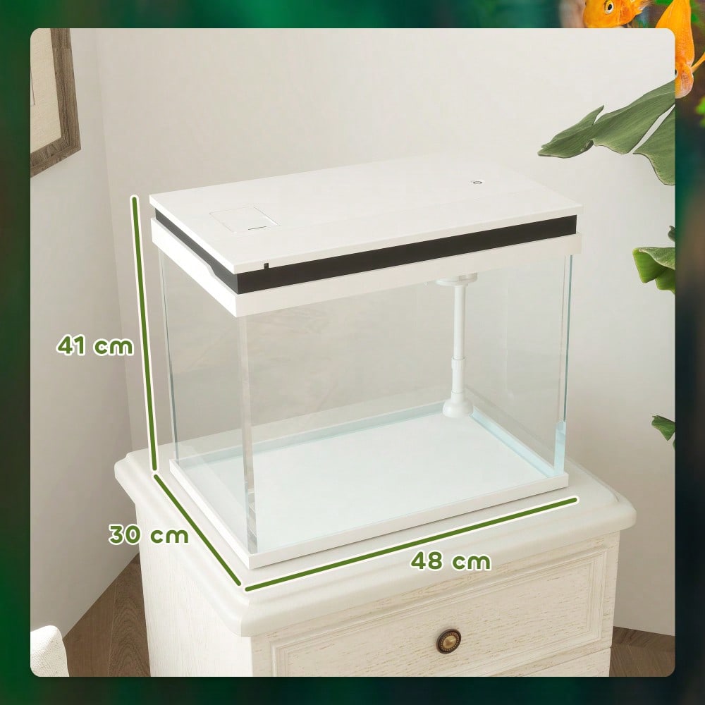 PawHut 41 Liter Komplett-Aquarium mit Filter, LED-Beleuchtung & Pumpe | Glas-Aquarium Starter-Set für Süßwasserfische | Inkl. Filtersystem, Wasserpumpe & weißen LED-Lichtern, kompakt