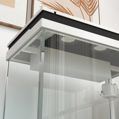 PawHut 41 Liter Komplett-Aquarium mit Filter, LED-Beleuchtung & Pumpe | Glas-Aquarium Starter-Set für Süßwasserfische | Inkl. Filtersystem, Wasserpumpe & weißen LED-Lichtern, kompakt
