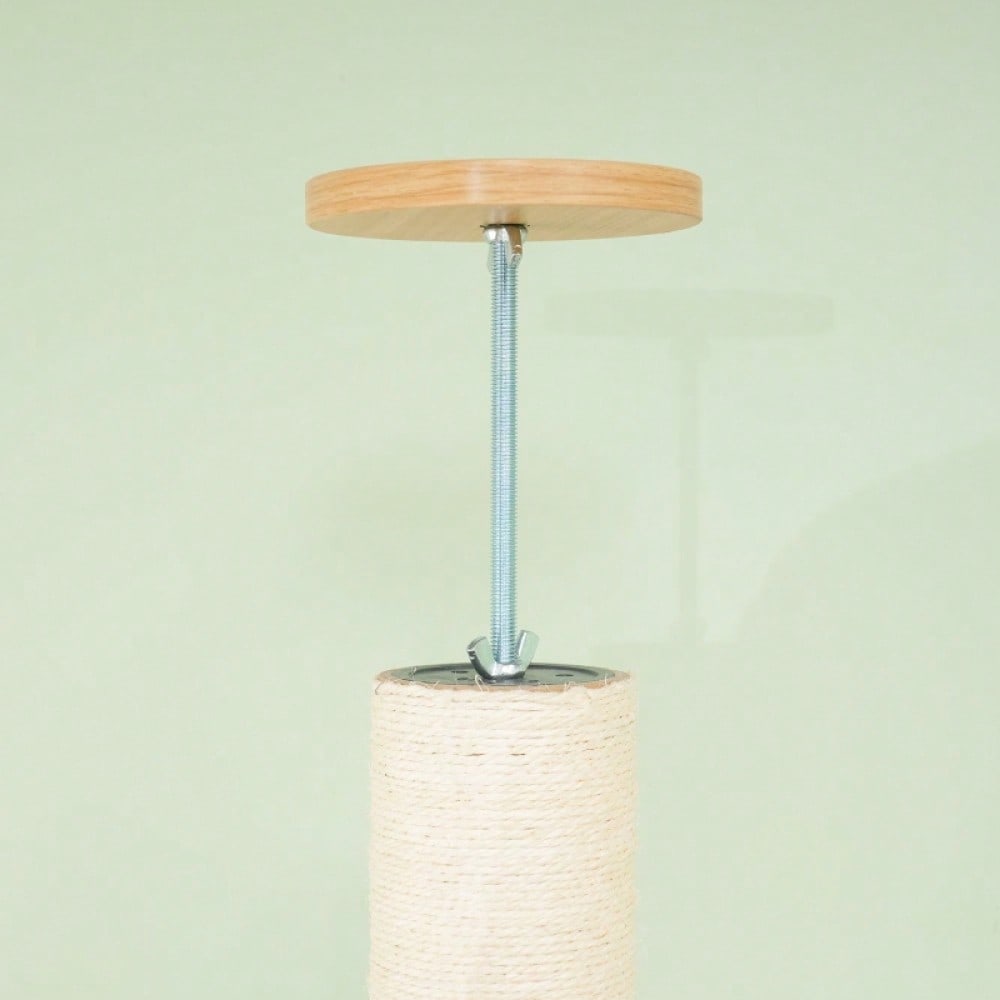 PawHut Deckenhoher Kratzbaum mit Anti-Kipp-Sicherung | Kratzbaum bis zur Decke mit Sisal-Pfosten | Aus Holzwerkstoff in Eiche & Cremeweiß, stabil und platzsparend
