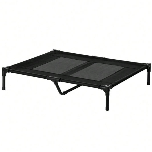 PawHut Erhöhtes Outdoor Hundebett mit wasserfester Oxford-Polyester Bezug | Klappbares Hundesofa für Garten, Terrasse & Balkon | Wetterfeste Hundeliege in Schwarz, 92x76x18 cm