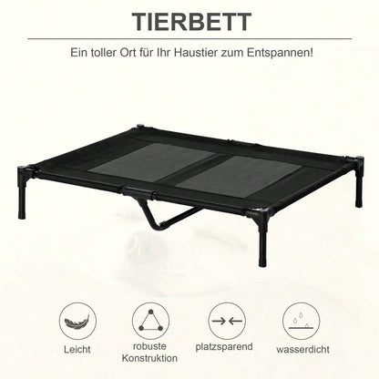 PawHut Erhöhtes Outdoor Hundebett mit wasserfester Oxford-Polyester Bezug | Klappbares Hundesofa für Garten, Terrasse & Balkon | Wetterfeste Hundeliege in Schwarz, 92x76x18 cm