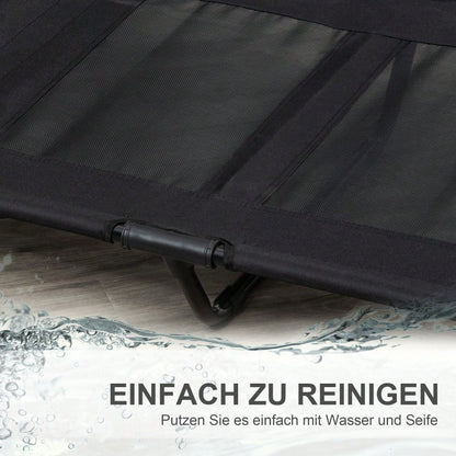 PawHut Erhöhtes Outdoor Hundebett mit wasserfester Oxford-Polyester Bezug | Klappbares Hundesofa für Garten, Terrasse & Balkon | Wetterfeste Hundeliege in Schwarz, 92x76x18 cm