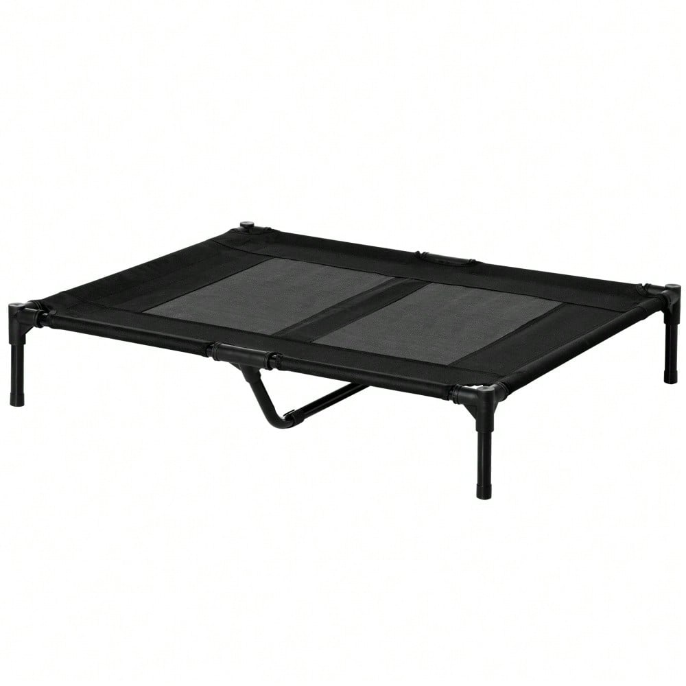 PawHut Erhöhtes Outdoor Hundebett mit wasserfester Oxford-Polyester Bezug | Klappbares Hundesofa für Garten, Terrasse & Balkon | Wetterfeste Hundeliege in Schwarz, 92x76x18 cm
