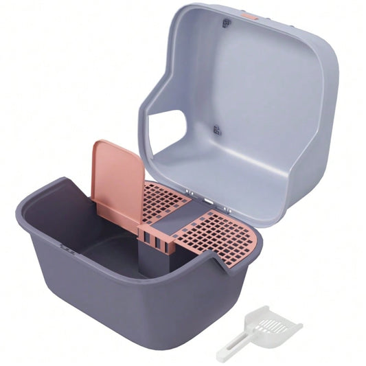 PawHut Katzentoilette mit Deckel & Geruchsverschluss | Katzenklo mit Schaufel, leicht zu reinigen & verschließbar | Inklusive Reinigungsschaufel, Lila