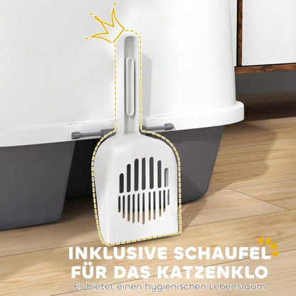 PawHut Katzentoilette mit Deckel & Geruchsverschluss | Verschließbares Katzenklo inkl. Schaufel, leicht zu reinigen | Aus robustem Kunststoff, Weiß