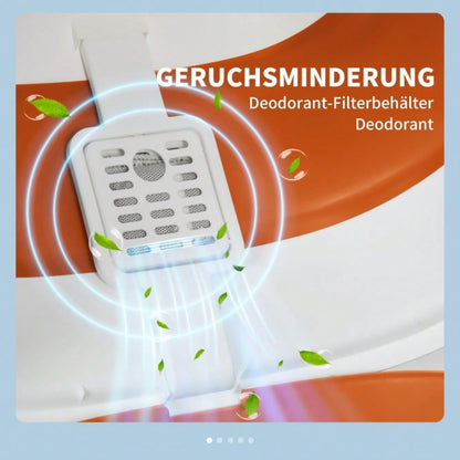 PawHut Katzentoilette mit Deckel & Geruchsverschluss | Inkl. Streuschaufel, für Katzen bis 5 kg | Leicht zu reinigen, 52x41x38 cm, Weiß/Orange