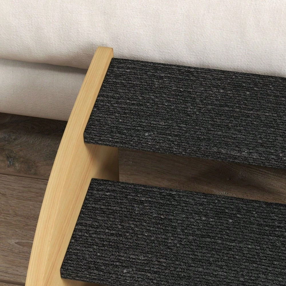 PawHut 3-stufige Haustiertreppe für kleine Hunde | Hundetreppe aus Holz in Eiche/Schwarz | Rutschfeste Stufen, 38,5x38,5x30 cm