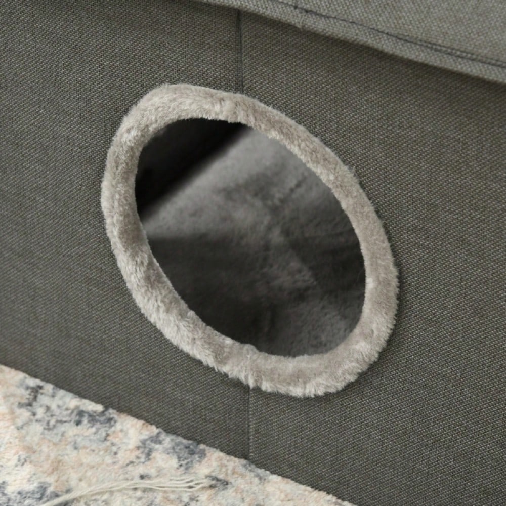 PawHut Katzenhöhle mit waschbarem Kissen | Gemütliches Katzenbett & Reisebett für Haustiere | Weiche Polsterung, abnehmbar & tragbar, Khaki/Grün