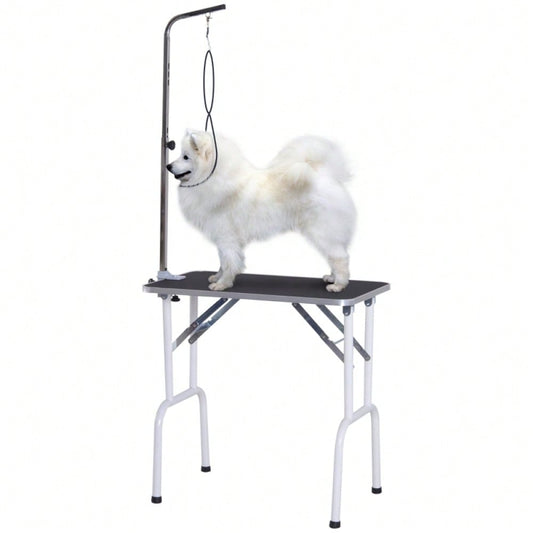 PawHut Klappbarer Trimmtisch für Hunde & Katzen | Tierpflegetisch & Schertisch aus Metall | Höhenverstellbarer Pflegetisch, 81x48,5x80 cm, Schwarz
