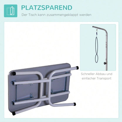 PawHut Klappbarer Trimmtisch für Hunde & Katzen | Tierpflegetisch & Schertisch aus Metall | Höhenverstellbarer Pflegetisch, 81x48,5x80 cm, Schwarz