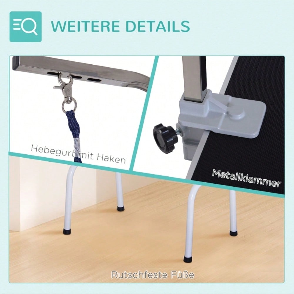 PawHut Klappbarer Trimmtisch für Hunde & Katzen | Tierpflegetisch & Schertisch aus Metall | Höhenverstellbarer Pflegetisch, 81x48,5x80 cm, Schwarz