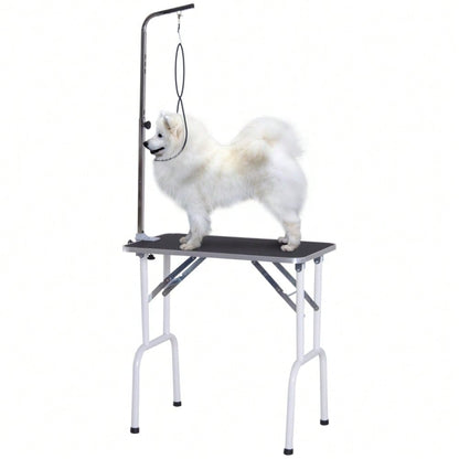 PawHut Klappbarer Trimmtisch für Hunde & Katzen | Tierpflegetisch & Schertisch aus Metall | Höhenverstellbarer Pflegetisch, 81x48,5x80 cm, Schwarz