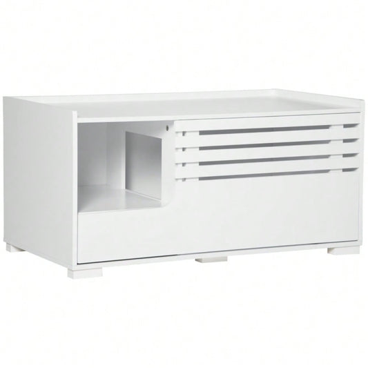 PawHut 2-in-1 Katzenschrank mit 2 Regalen & Magnettür | Moderner Katzenmöbel mit Regalsystem | Aufbewahrungsschrank in Weiß, platzsparendes Design