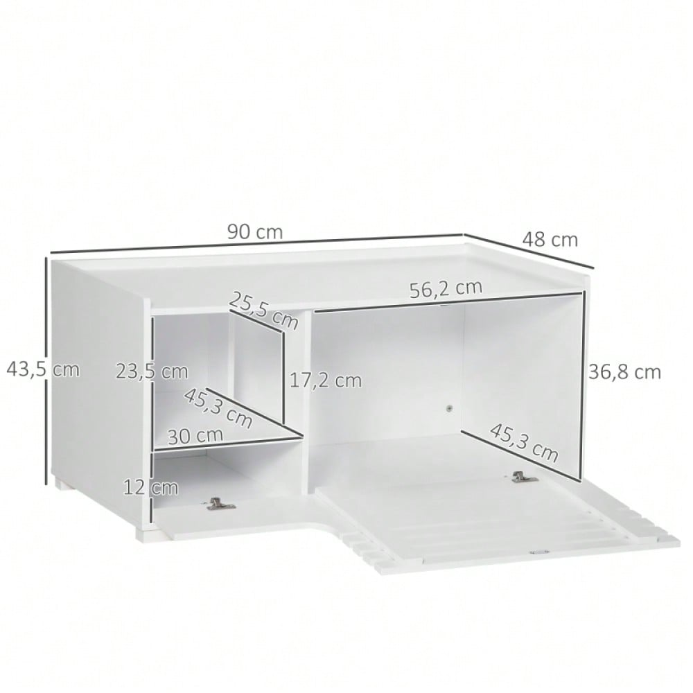 PawHut 2-in-1 Katzenschrank mit 2 Regalen & Magnettür | Moderner Katzenmöbel mit Regalsystem | Aufbewahrungsschrank in Weiß, platzsparendes Design