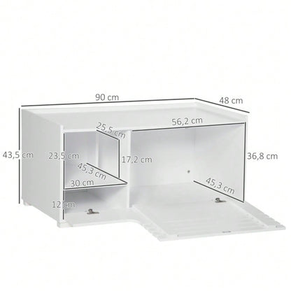 PawHut 2-in-1 Katzenschrank mit 2 Regalen & Magnettür | Moderner Katzenmöbel mit Regalsystem | Aufbewahrungsschrank in Weiß, platzsparendes Design