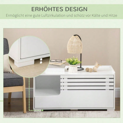 PawHut 2-in-1 Katzenschrank mit 2 Regalen & Magnettür | Moderner Katzenmöbel mit Regalsystem | Aufbewahrungsschrank in Weiß, platzsparendes Design