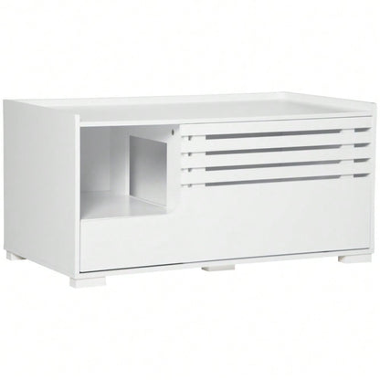 PawHut 2-in-1 Katzenschrank mit 2 Regalen & Magnettür | Moderner Katzenmöbel mit Regalsystem | Aufbewahrungsschrank in Weiß, platzsparendes Design
