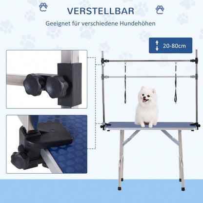 PawHut Profi Hundepflegetisch mit Unterkorb bis 100 kg | Trimmtisch & Schertisch für Hunde und Katzen | Tierpflegetisch mit Stauraum, Blau