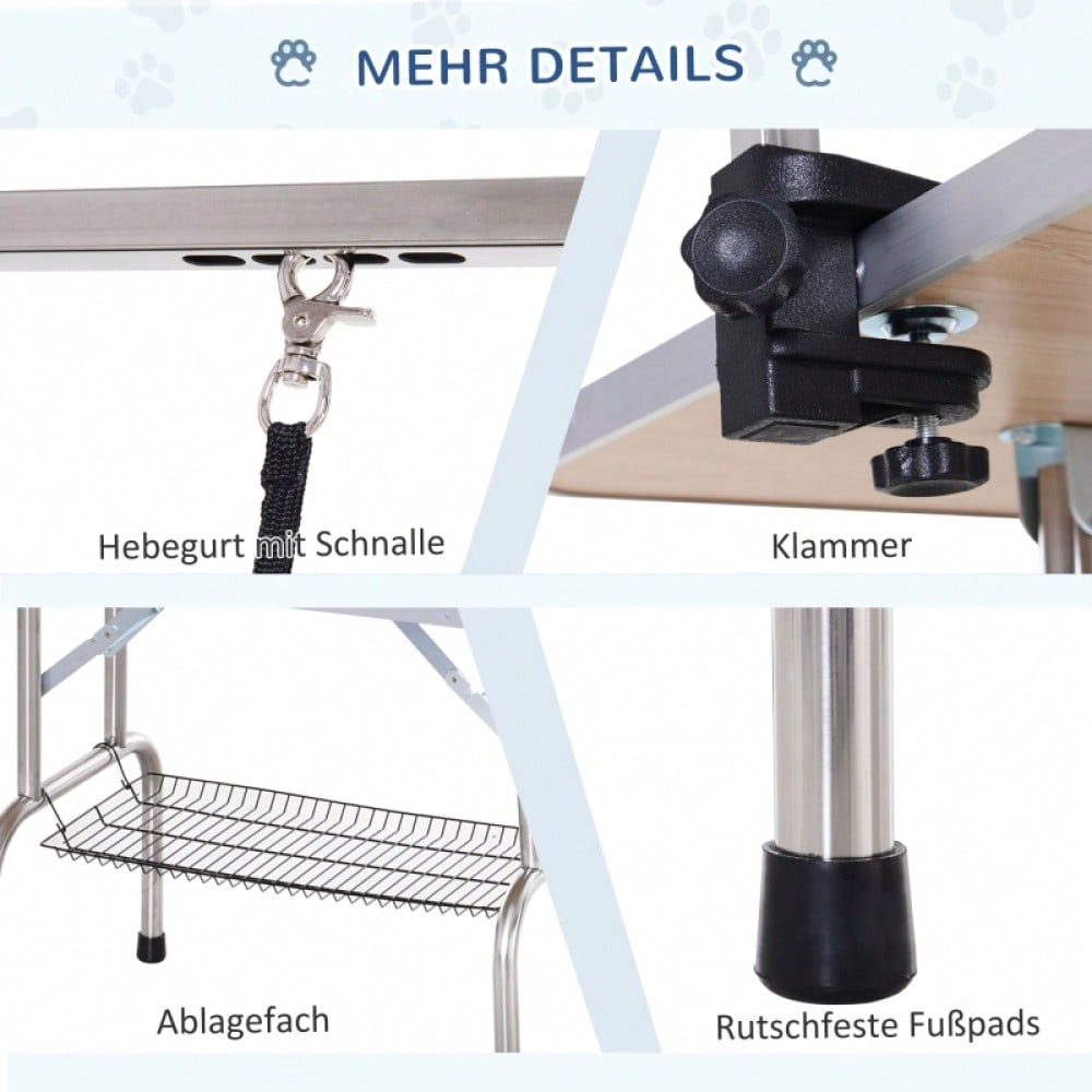 PawHut Profi Hundepflegetisch mit Unterkorb bis 100 kg | Trimmtisch & Schertisch für Hunde und Katzen | Tierpflegetisch mit Stauraum, Blau