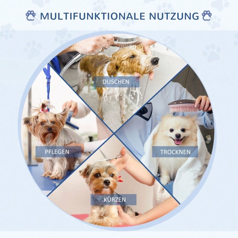 PawHut Profi Hundepflegetisch mit Unterkorb bis 100 kg | Trimmtisch & Schertisch für Hunde und Katzen | Tierpflegetisch mit Stauraum, Blau