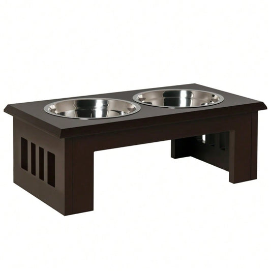PawHut Anti-Rutsch Futterstation für Hunde mit 2x2L Näpfen | Rutschfeste Futternapf-Station, grau | 58,4x30,5x25,4 cm