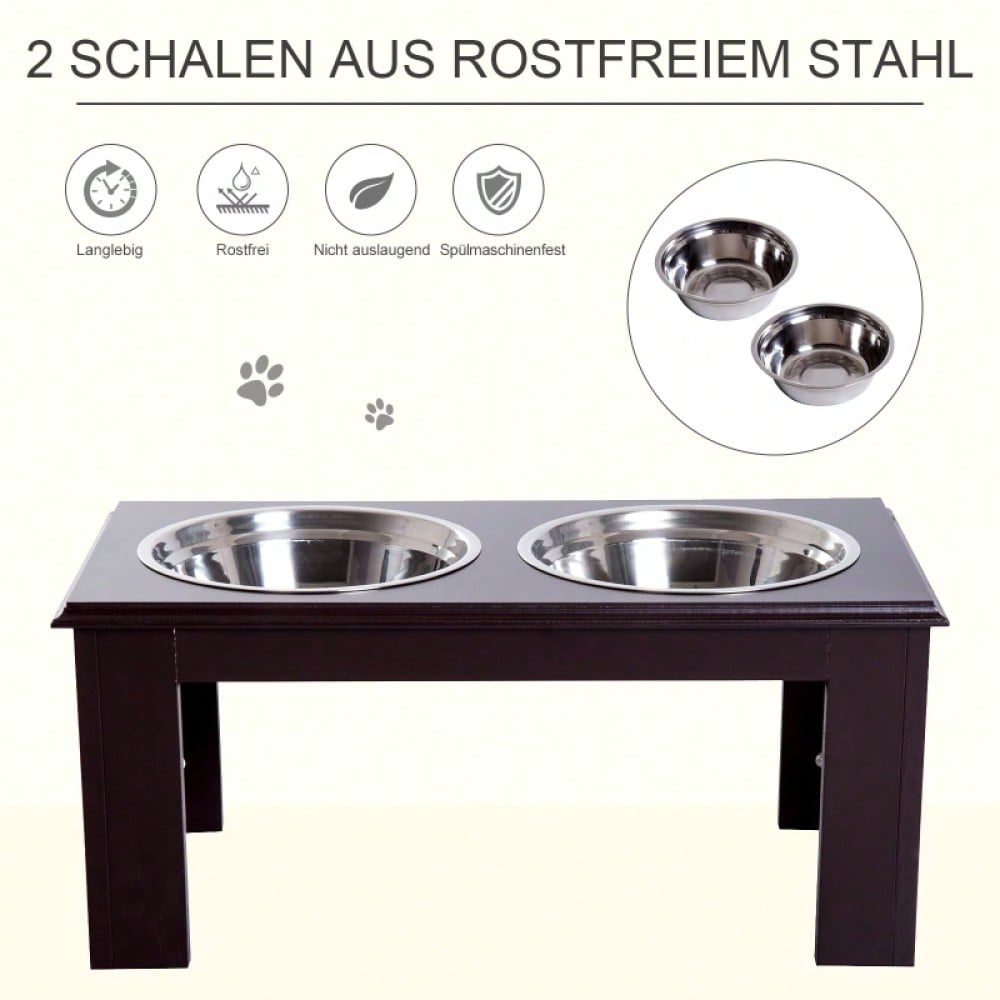 PawHut Anti-Rutsch Futterstation für Hunde mit 2x2L Näpfen | Rutschfeste Futternapf-Station, grau | 58,4x30,5x25,4 cm