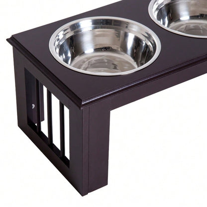 PawHut Anti-Rutsch Futterstation für Hunde mit 2x2L Näpfen | Rutschfeste Futternapf-Station, grau | 58,4x30,5x25,4 cm