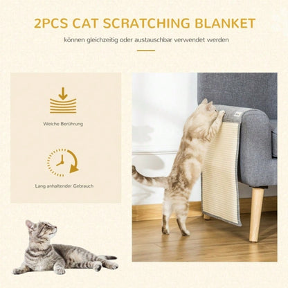 Kratzschutzmatte für Sofa & Sessel - Kratzmatte für Katzen aus Sisal, 130 x 45 cm, grau - Katzenschutz für Möbel von PawHut