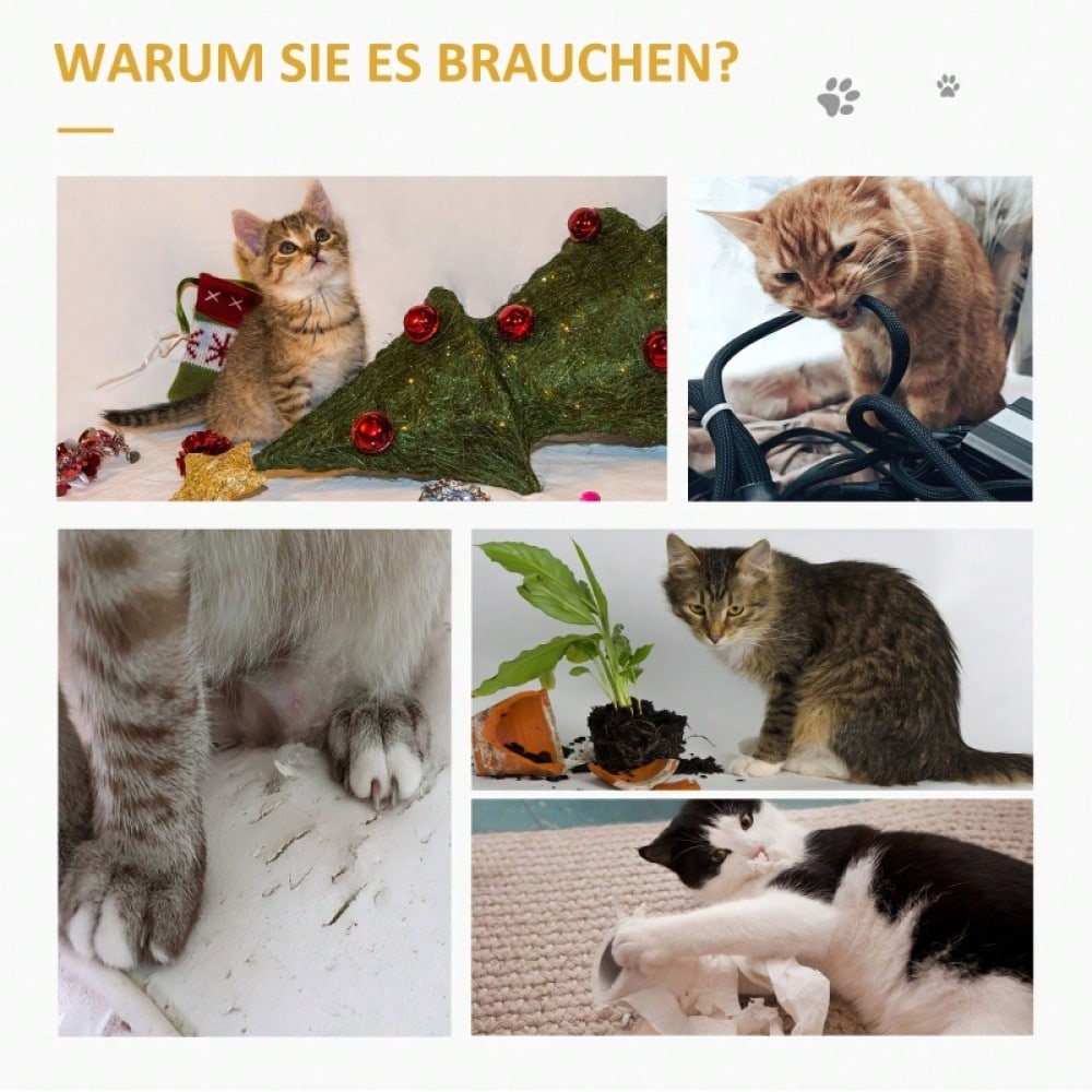 Kratzschutzmatte für Sofa & Sessel - Kratzmatte für Katzen aus Sisal, 130 x 45 cm, grau - Katzenschutz für Möbel von PawHut