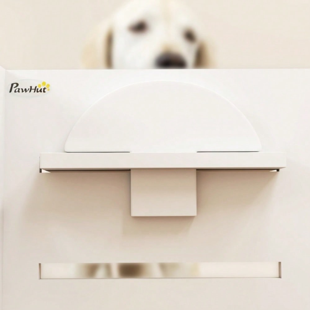 Höhenverstellbarer Hundenapf mit 2 Edelstahlschüsseln: 3-stufig verstellbarer Futternapf für große Hunde inkl. Anti-Schling-Matte, weiß - von PawHut