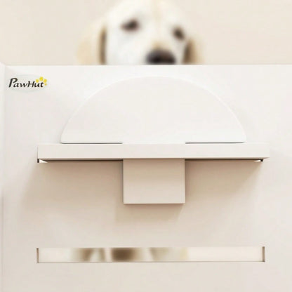 Höhenverstellbarer Hundenapf mit 2 Edelstahlschüsseln: 3-stufig verstellbarer Futternapf für große Hunde inkl. Anti-Schling-Matte, weiß - von PawHut