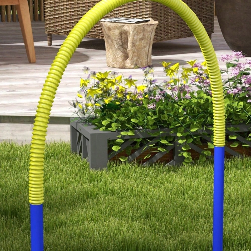 Agility-Set für Hunde 4-teilig mit Tragetasche: Tragbarer Hindernis-Parcours für Junge & Ältere Hunde, 88x64x95 cm (LxBxH), Gelb - von PawHut