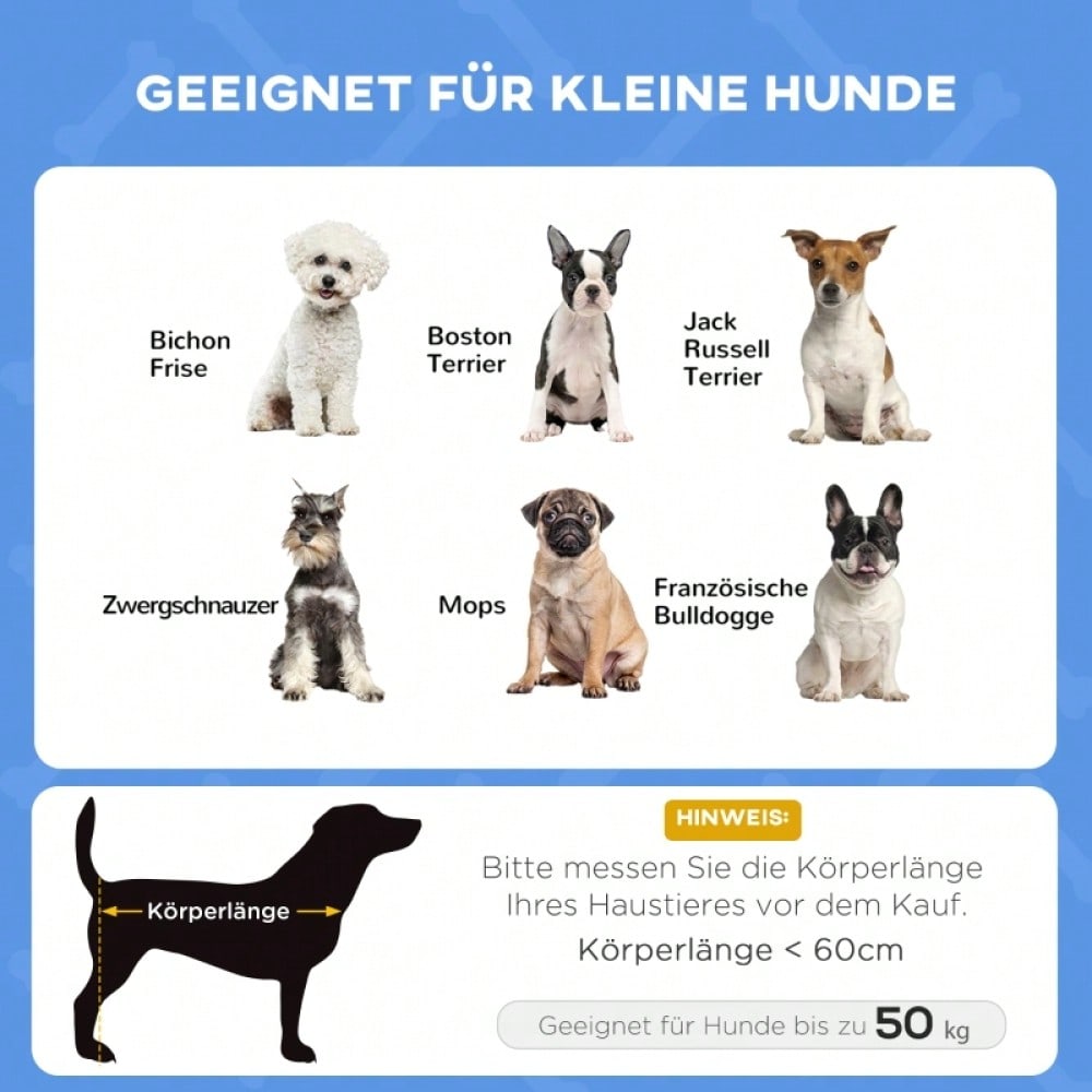 Hundebett Outdoor mit Baldachin & UV-Schutz: Erhöhtes, atmungsaktives Hundebett aus Taft in dunkelblau, 61x46x62 cm (LxBxH) - von PawHut