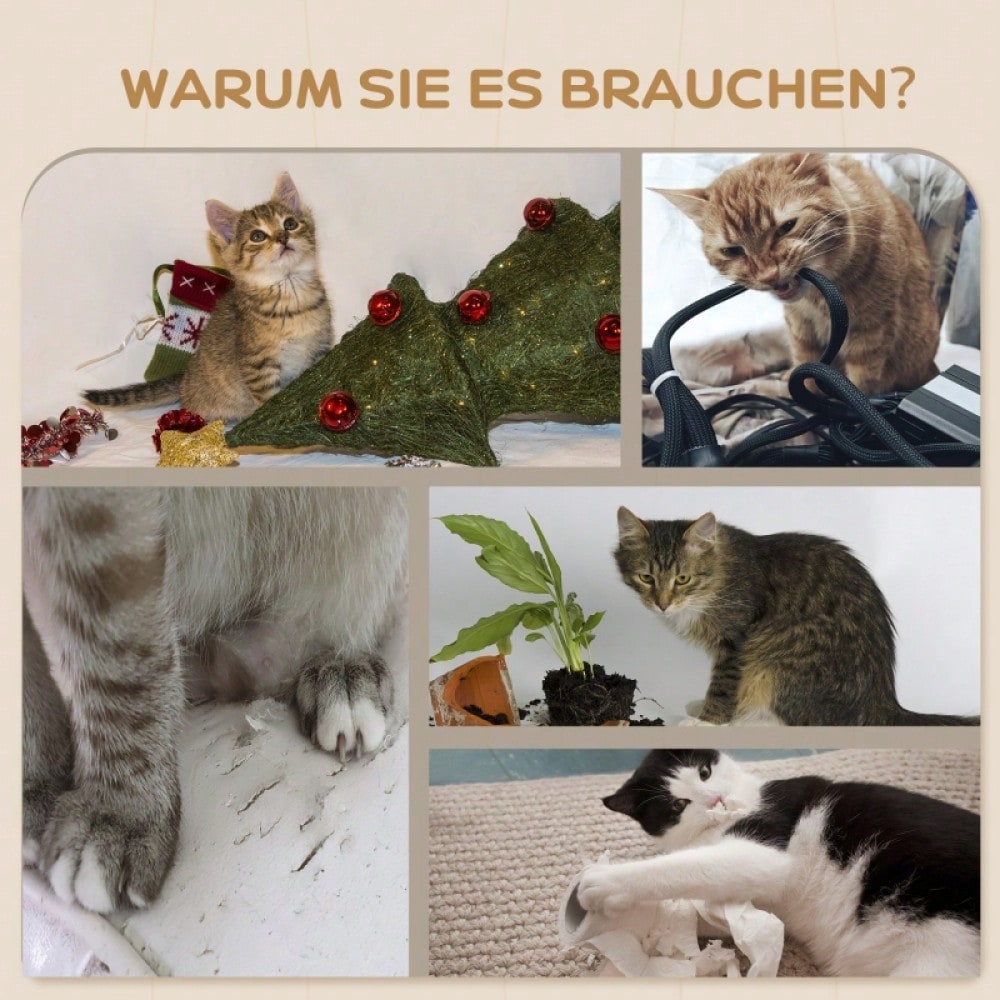 Kletterwand für Katzen 4-teilig mit Hängematte & Katzentreppe: Wandmontage Katzenmöbel mit Kratzbrett und Plattform, für Katzen bis 5 kg - von PawHut