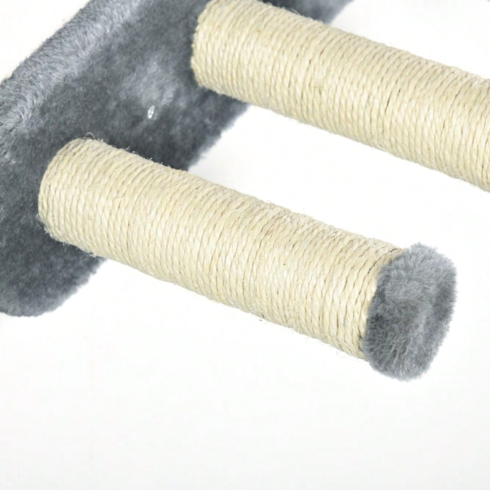 Kletterwand für Katzen 4-teilig mit Hängematte & Katzentreppe: Wandmontage Katzenmöbel mit Kratzbrett und Plattform, für Katzen bis 5 kg - von PawHut