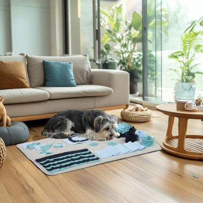 Schnüffelteppich für Hunde: Intelligenzspielzeug & Trainingsmatte für langsames Füttern aus weichem Samt, bunt - von PawHut