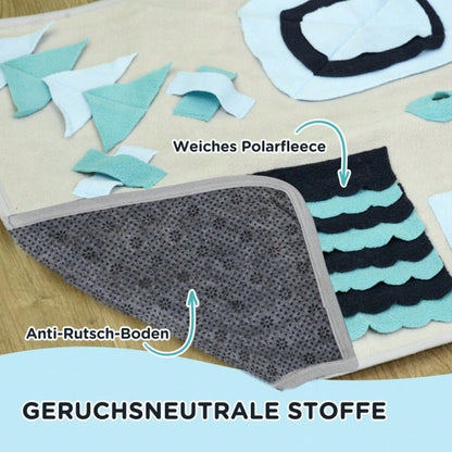 Schnüffelteppich für Hunde: Intelligenzspielzeug & Trainingsmatte für langsames Füttern aus weichem Samt, bunt - von PawHut