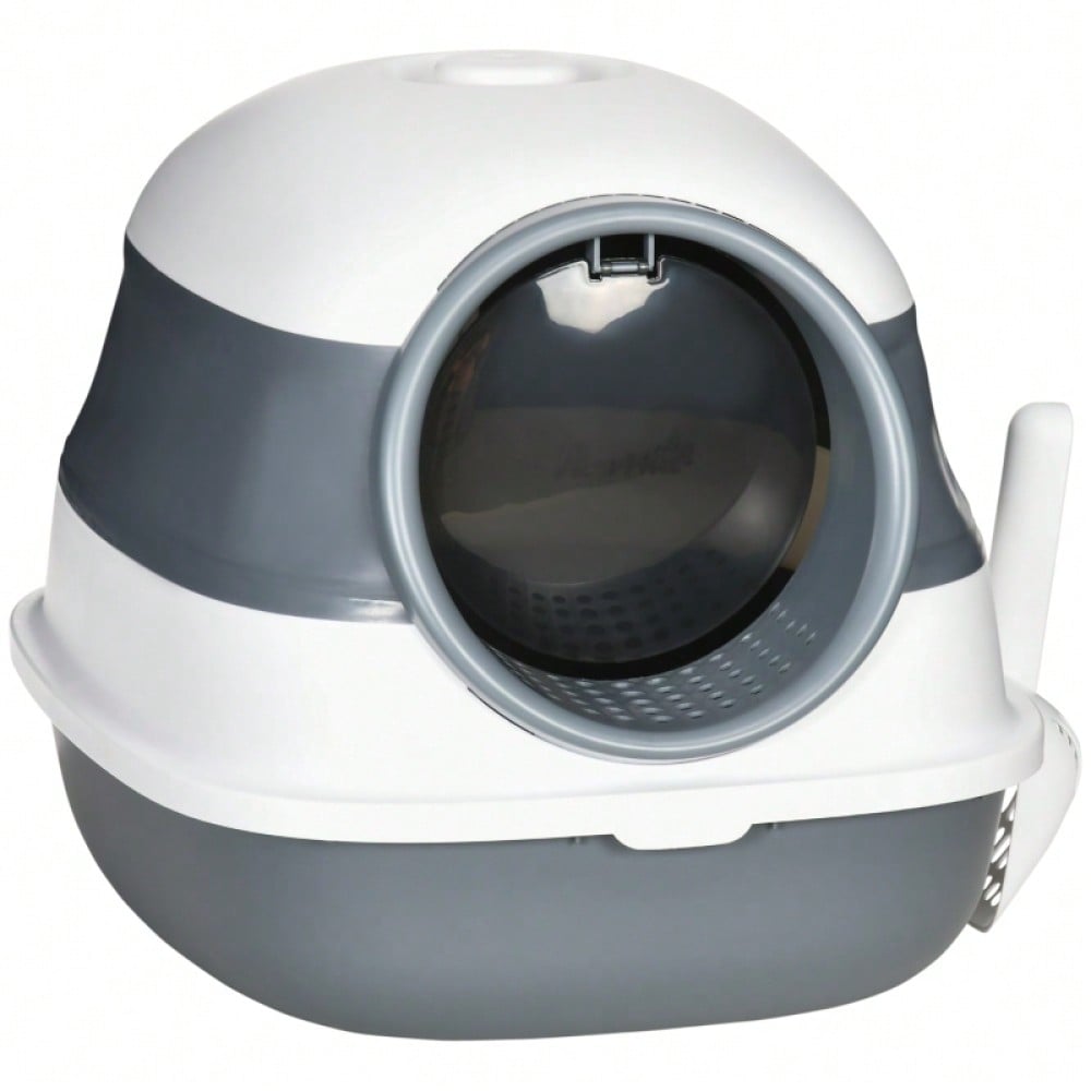 Katzenklo mit Deckel und Geruchsschutz: Katzentoilette mit Streuschaufel für Katzen bis 5 kg, 52x41x38 cm, weiß/grau - geruchshemmend & hygienisch von HOMCOM