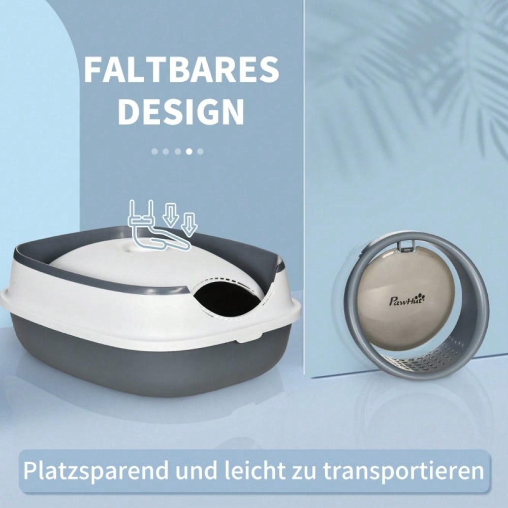 Katzenklo mit Deckel und Geruchsschutz: Katzentoilette mit Streuschaufel für Katzen bis 5 kg, 52x41x38 cm, weiß/grau - geruchshemmend & hygienisch von HOMCOM