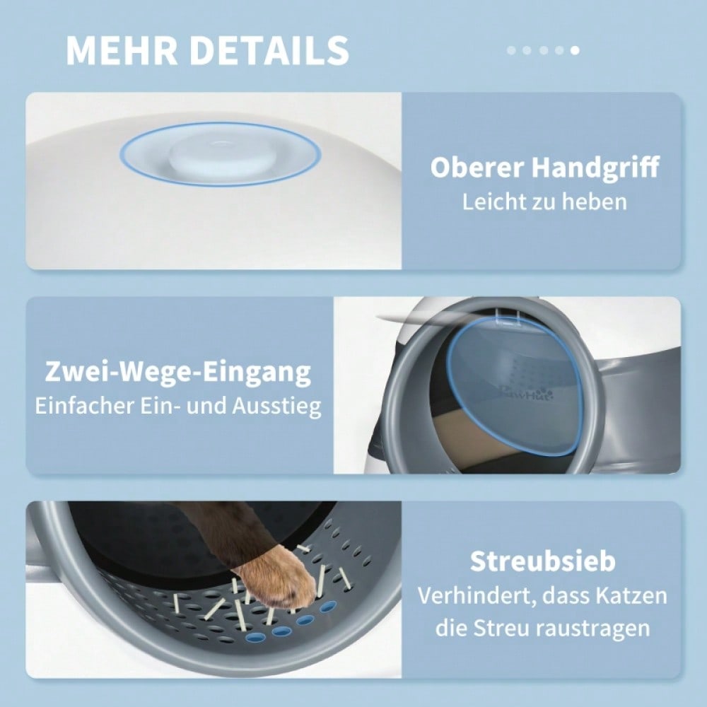 Katzenklo mit Deckel und Geruchsschutz: Katzentoilette mit Streuschaufel für Katzen bis 5 kg, 52x41x38 cm, weiß/grau - geruchshemmend & hygienisch von HOMCOM