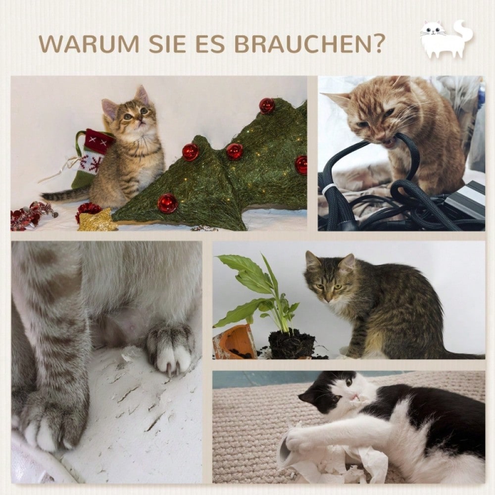 Kletterwand für Katzen 4-teilig mit Kratzbrett, Hängematte, Katzentreppe & Plattform: Wandmontierter Kratzbaum für Katzen bis 5 kg - von PawHut