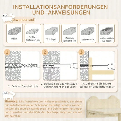Kletterwand für Katzen 4-teilig mit Kratzbrett, Hängematte, Katzentreppe & Plattform: Wandmontierter Kratzbaum für Katzen bis 5 kg - von PawHut