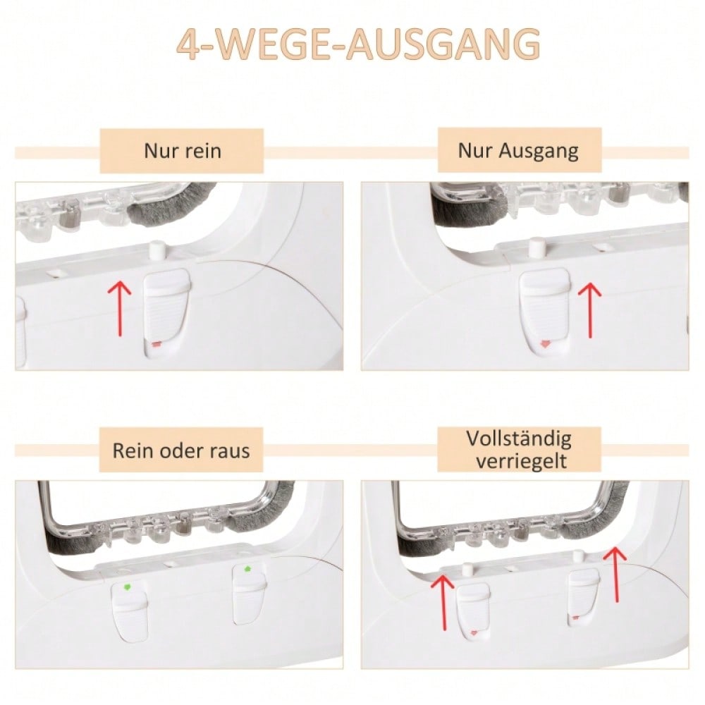 Katzenklappe mit 4 Verschluss-Optionen & Magnet – Tierklappe für Hunde und Katzen, universell für Innen- und Außentüren, 30 x 29 x 10 cm – von PawHut